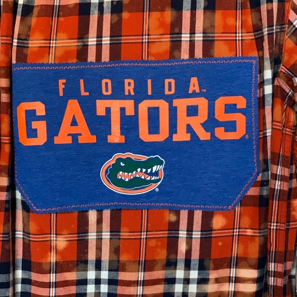 UpCycled Recycled Dyed Bleach Grunge Football Flannel Florida Gators Boho Y2K - Picture 4 of 4